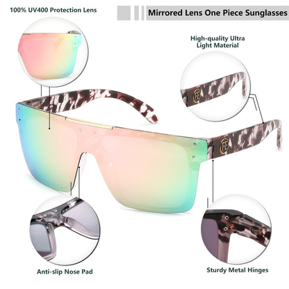 FEISEDY Men Sunglasses Polarized Oversized Square Flat Top Cycling Running Fishing Golf Hiking Sports B2990