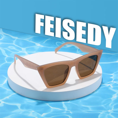 FEISEDY Vintage Square Cat Eye Sunglasses Women Trendy Cateye Sunglasses B2473