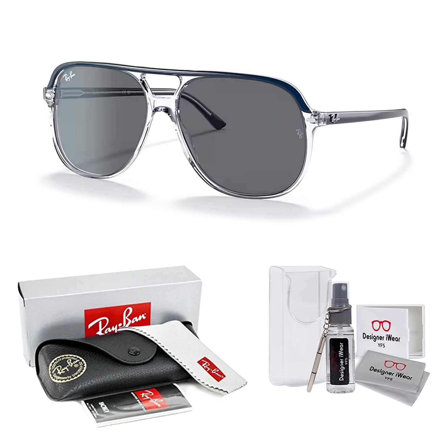 Ray-Ban Bill RB2198 Square Sunglasses for Men for Women + BUNDLE With Designer iWear Complimentary Eyewear Kit