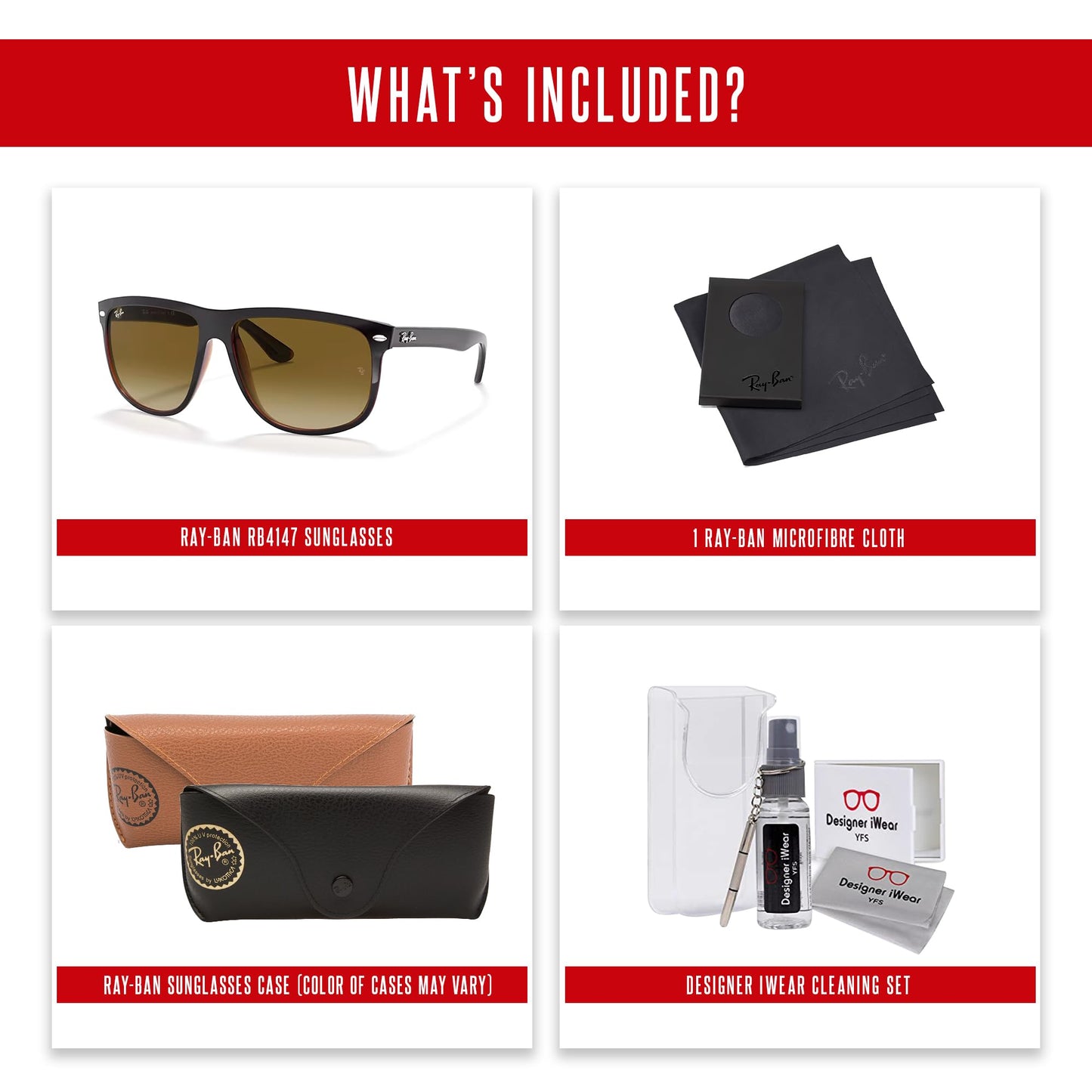 Ray-Ban RB4147 Boyfriend Sunglasses For Men For Women+ BUNDLE with Designer iWear Eyewear Care Kit