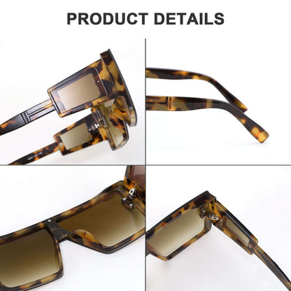 FEISEDY Square Oversized Flat Top Sunglasses With Side Lens Integrated For Women Men B4028