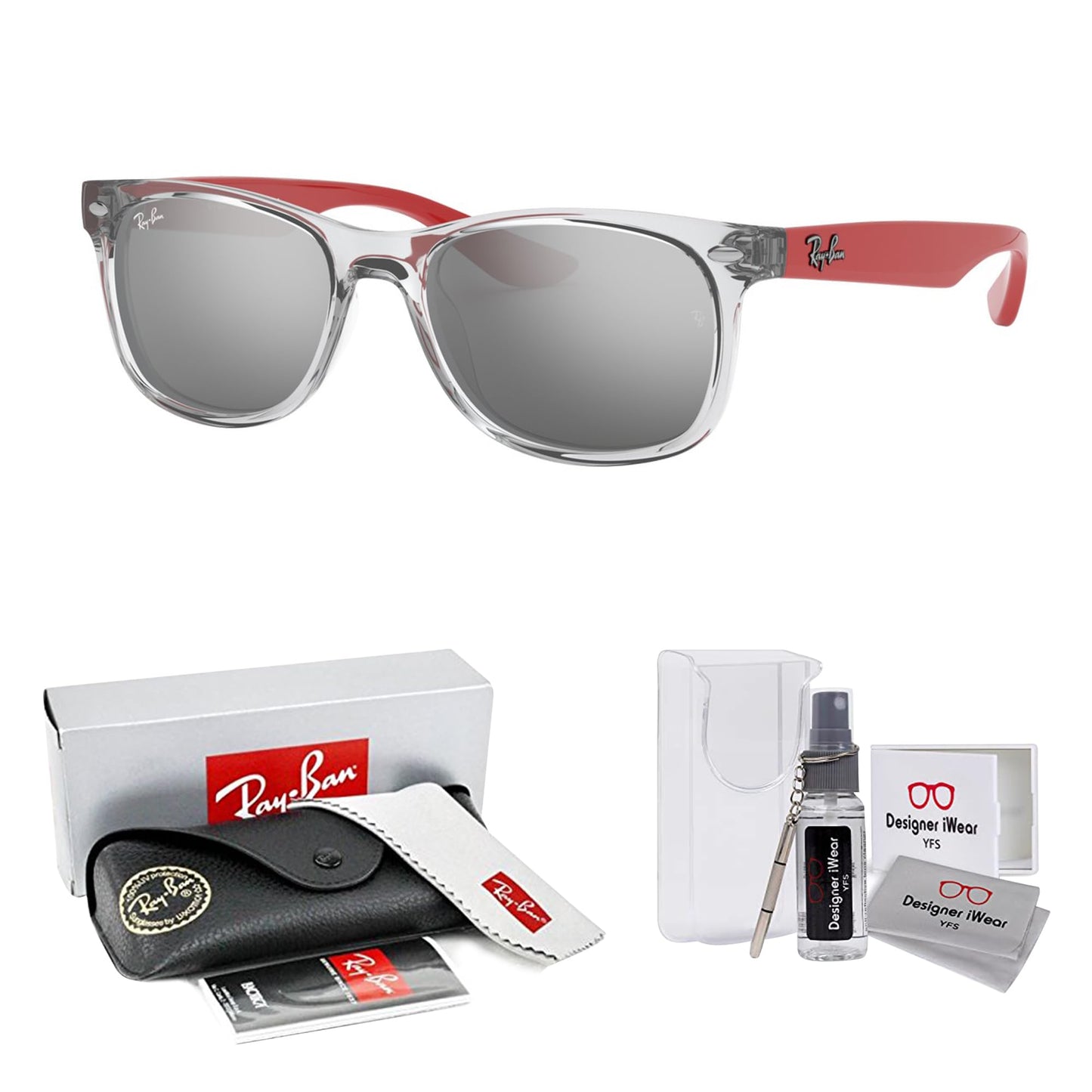 Ray-Ban Junior XS Kids' New Wayfarer RJ9052S Square Sunglasses for SMALL Boys and Girls + BUNDLE With DIW Kit