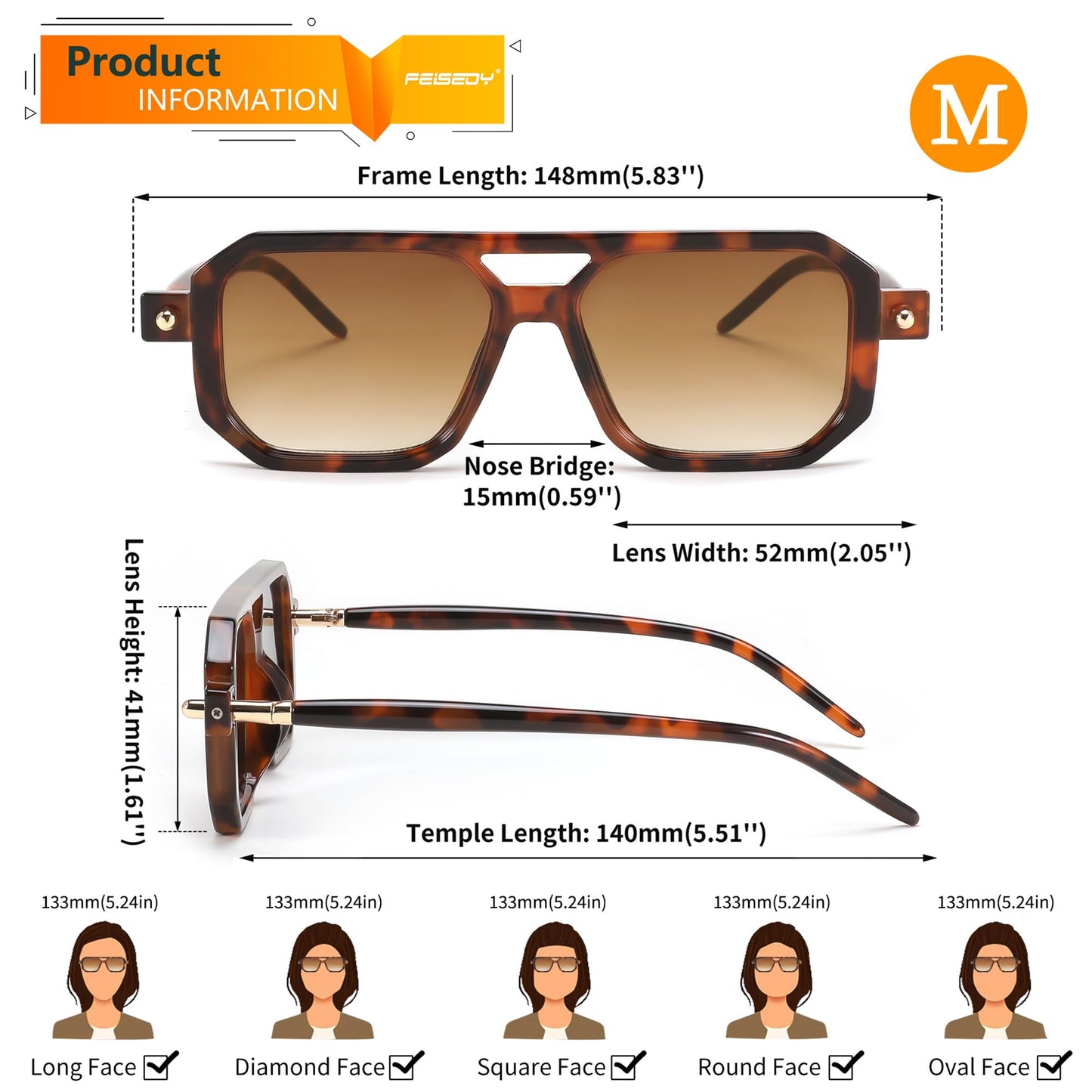 FEISEDY Vintage Square 70s Flat Aviator Sunglasses Women Men Classic Retro Stylish Frame UV400 Sunglasses B2622