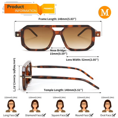 FEISEDY Vintage Square 70s Flat Aviator Sunglasses Women Men Classic Retro Stylish Frame UV400 Sunglasses B2622