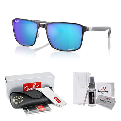 Ray-Ban RB3721CH Square Sunglasses for Men for Women + BUNDLE With Designer iWear Complimentary Eyewear Kit