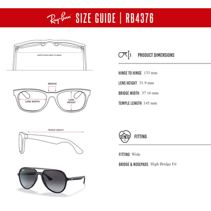 Ray-Ban RB4376 Aviator Sunglasses for Men for Women + BUNDLE With Designer iWear Complimentary Eyewear Kit