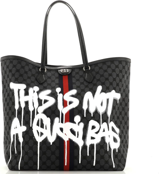 Pre-Loved x Gucci The Hacker Project Tote Graffiti BB Canvas Large, Black