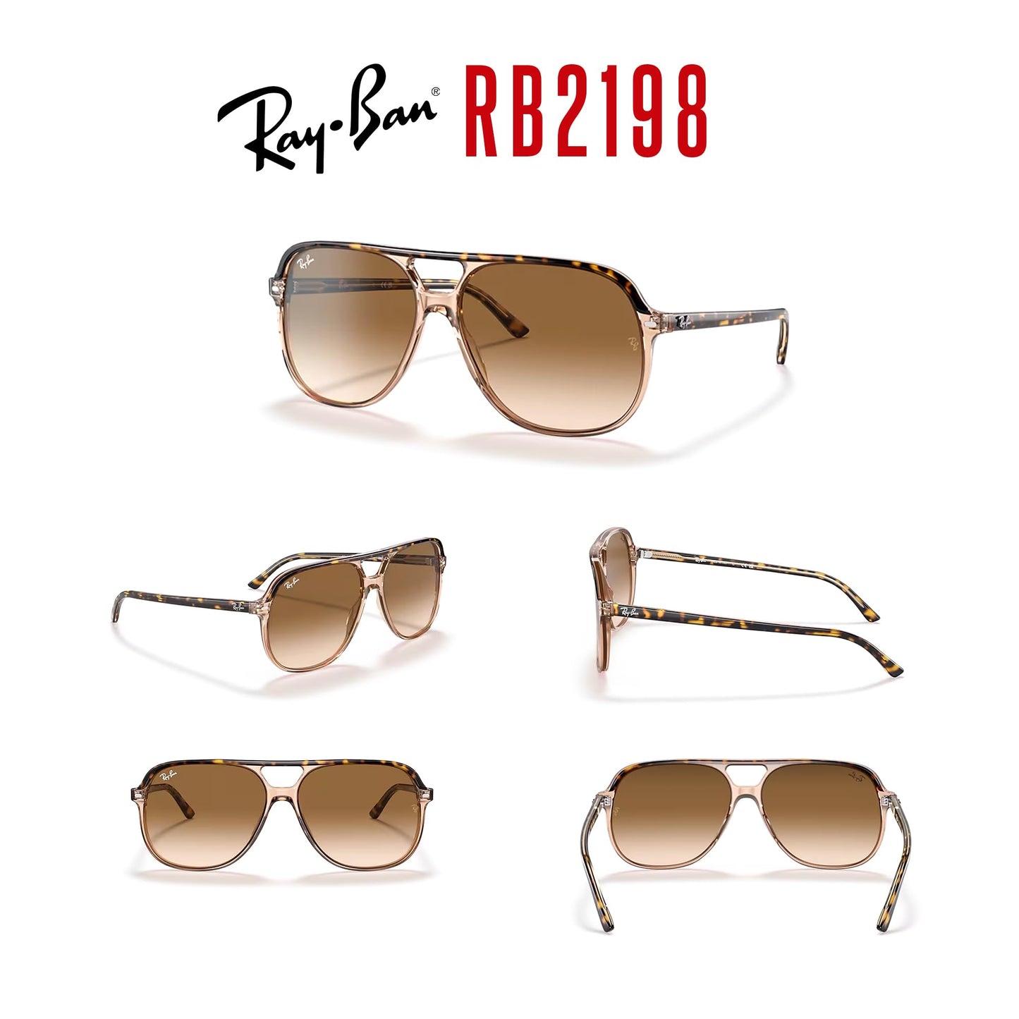 Ray-Ban Bill RB2198 Square Sunglasses for Men for Women + BUNDLE With Designer iWear Complimentary Eyewear Kit