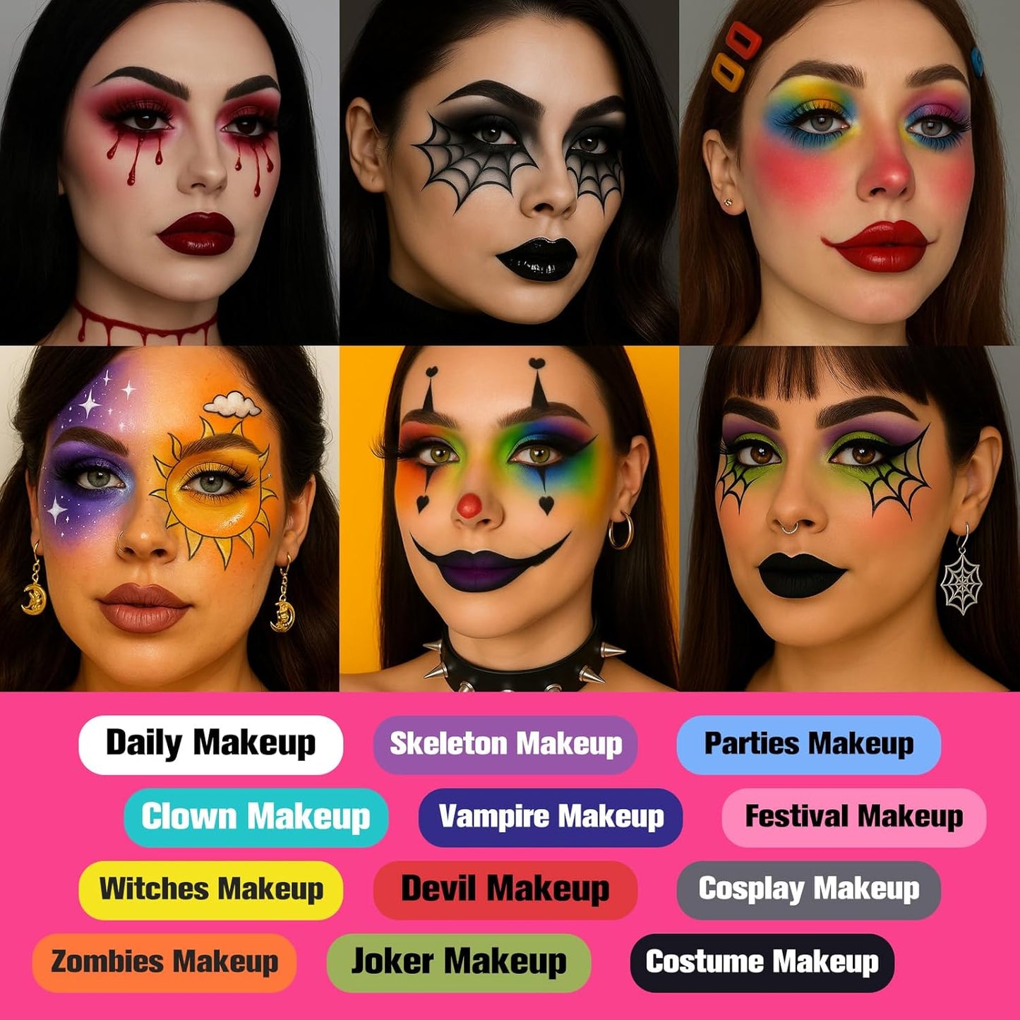 UCANBE Bright Colorful Neon Rainbow Makeup Eyeshadow Palette 15 Shades Green Purple Yellow Make Up Pallets Kit Vibrant Shimmer Matte Pigmented Blendable - Fruit Punch