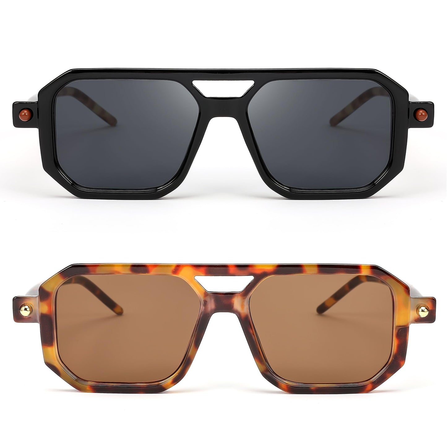 FEISEDY Vintage Square 70s Flat Aviator Sunglasses Women Men Classic Retro Stylish Frame UV400 Sunglasses B2622