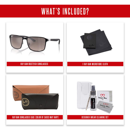 Ray-Ban RB3721CH Square Sunglasses for Men for Women + BUNDLE With Designer iWear Complimentary Eyewear Kit