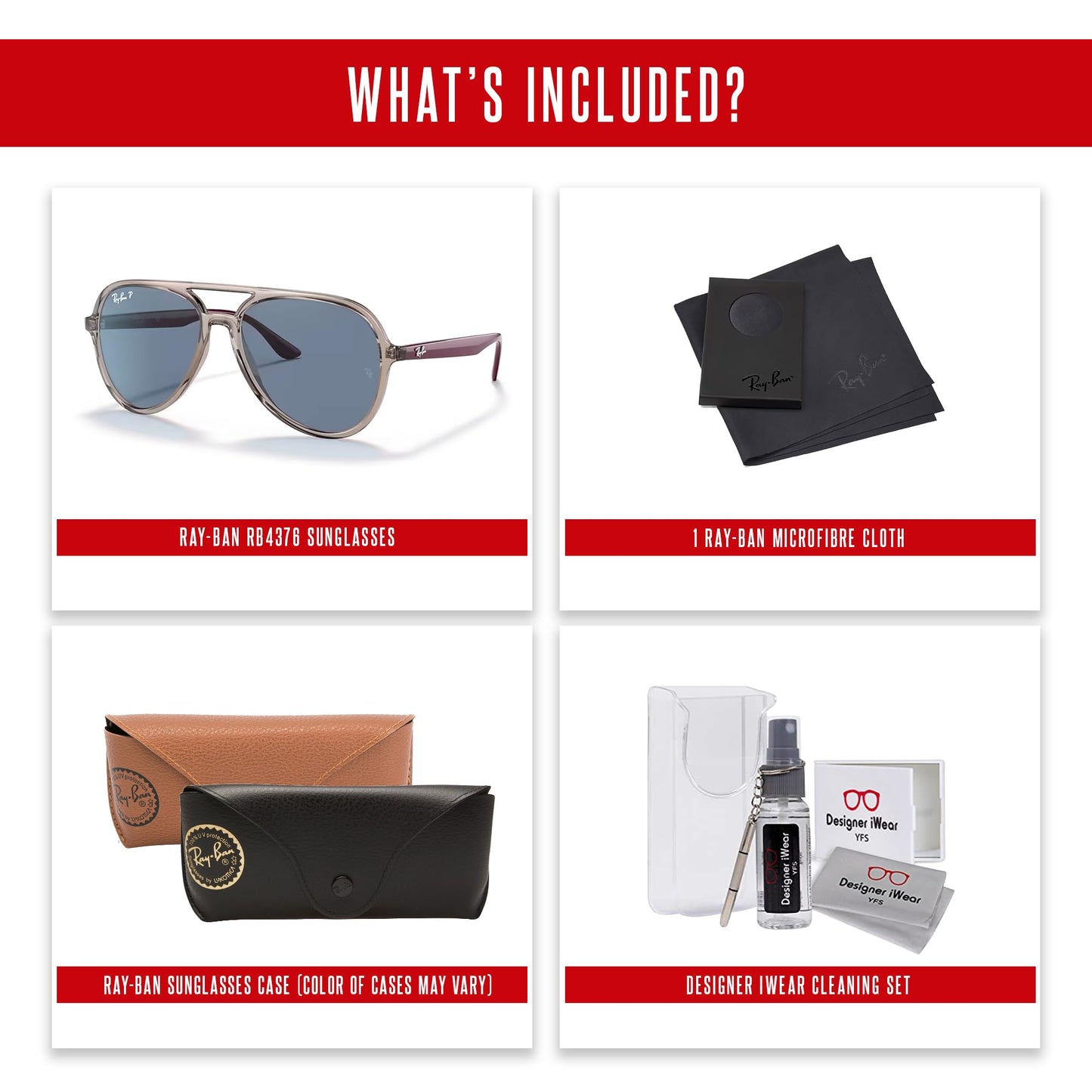 Ray-Ban RB4376 Aviator Sunglasses for Men for Women + BUNDLE With Designer iWear Complimentary Eyewear Kit
