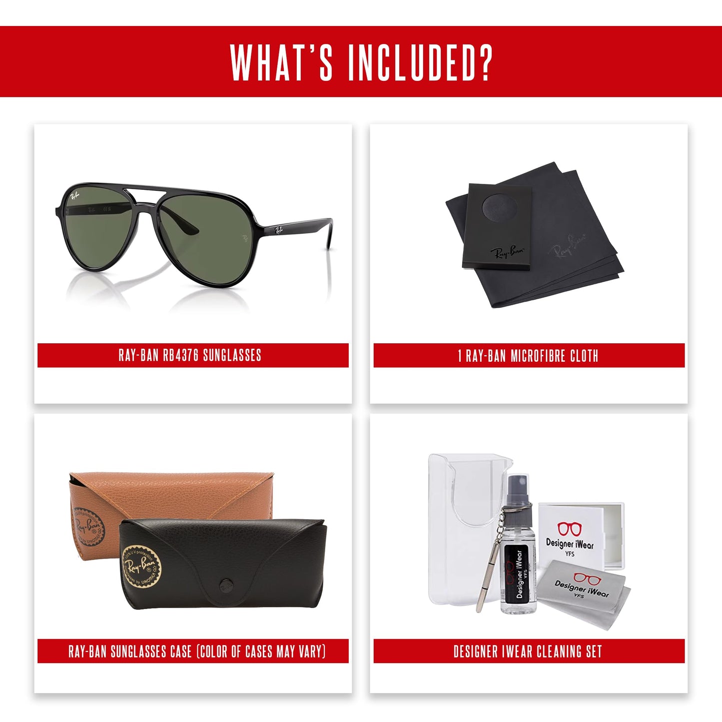Ray-Ban RB4376 Aviator Sunglasses for Men for Women + BUNDLE With Designer iWear Complimentary Eyewear Kit
