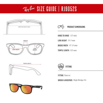 Ray-Ban Junior XS Kids' New Wayfarer RJ9052S Square Sunglasses for SMALL Boys and Girls + BUNDLE With DIW Kit