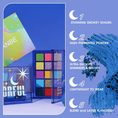 UCANBE Bright Colorful Neon Rainbow Makeup Eyeshadow Palette 15 Shades Green Purple Yellow Make Up Pallets Kit Vibrant Shimmer Matte Pigmented Blendable - Fruit Punch