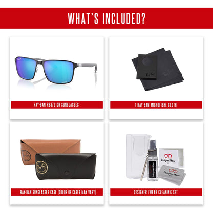 Ray-Ban RB3721CH Square Sunglasses for Men for Women + BUNDLE With Designer iWear Complimentary Eyewear Kit