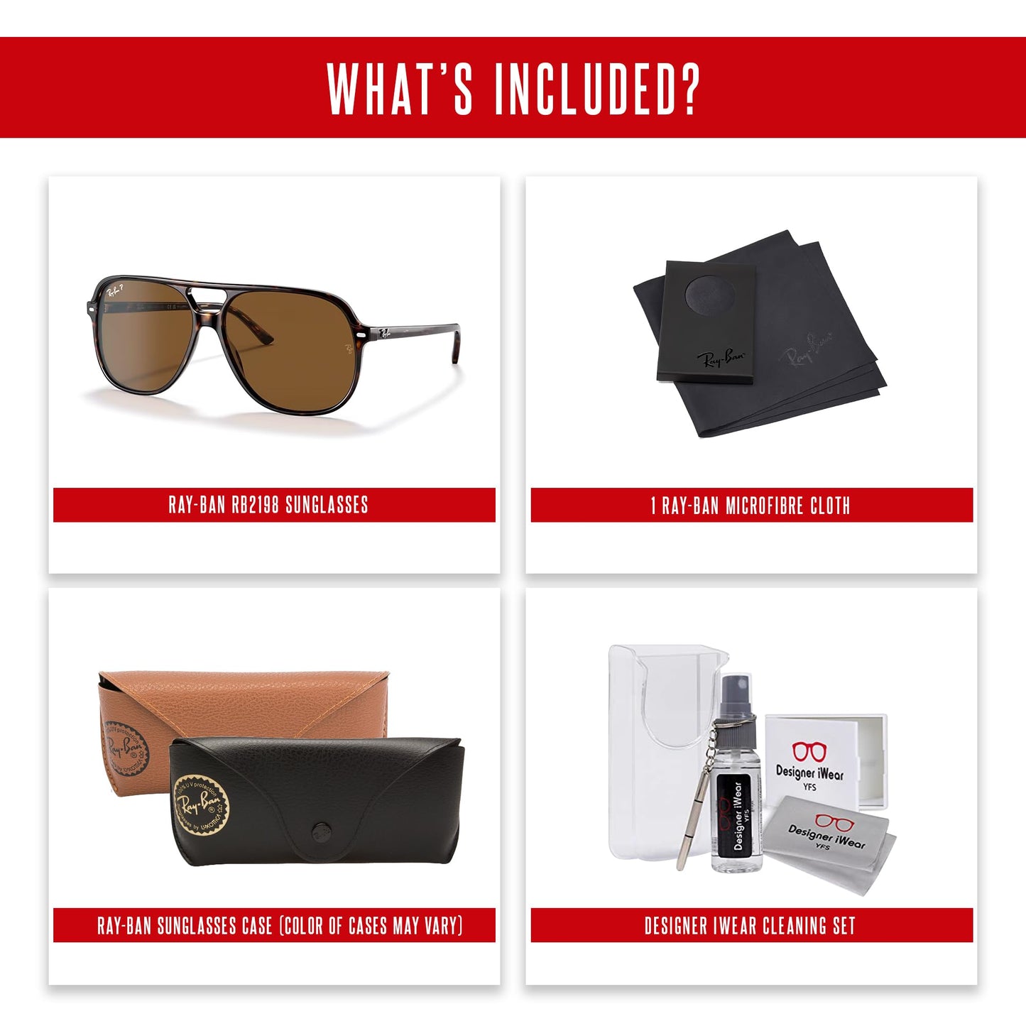 Ray-Ban Bill RB2198 Square Sunglasses for Men for Women + BUNDLE With Designer iWear Complimentary Eyewear Kit