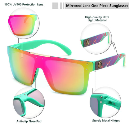 FEISEDY Men Sunglasses Polarized Oversized Square Flat Top Cycling Running Fishing Golf Hiking Sports B2990