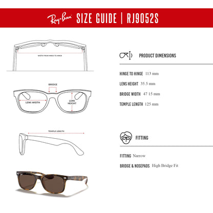 Ray-Ban Junior XS Kids' New Wayfarer RJ9052S Square Sunglasses for SMALL Boys and Girls + BUNDLE With DIW Kit