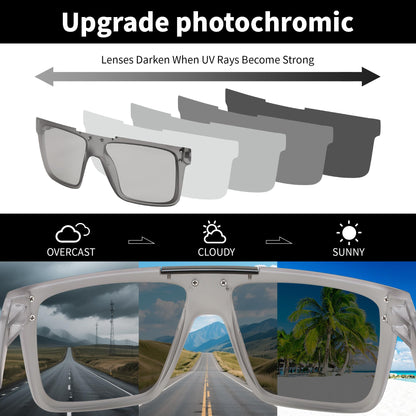 FEISEDY Men Sunglasses Polarized Oversized Square Flat Top Cycling Running Fishing Golf Hiking Sports B2990