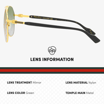 Gucci GG1220S Designer Aviator Shape Sunglasses with Non-Polarized Lenses - Epitome of Luxury and Style