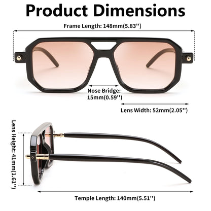 FEISEDY Vintage Square 70s Flat Aviator Sunglasses Women Men Classic Retro Stylish Frame UV400 Sunglasses B2622