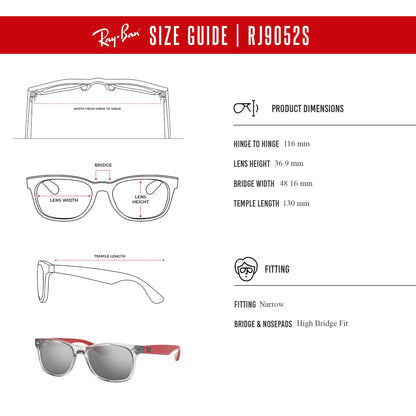 Ray-Ban Junior XS Kids' New Wayfarer RJ9052S Square Sunglasses for SMALL Boys and Girls + BUNDLE With DIW Kit