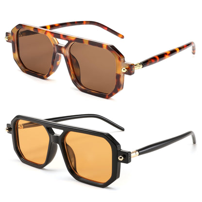 FEISEDY Vintage Square 70s Flat Aviator Sunglasses Women Men Classic Retro Stylish Frame UV400 Sunglasses B2622