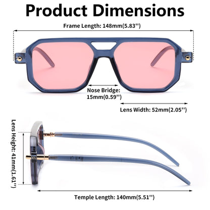 FEISEDY Vintage Square 70s Flat Aviator Sunglasses Women Men Classic Retro Stylish Frame UV400 Sunglasses B2622