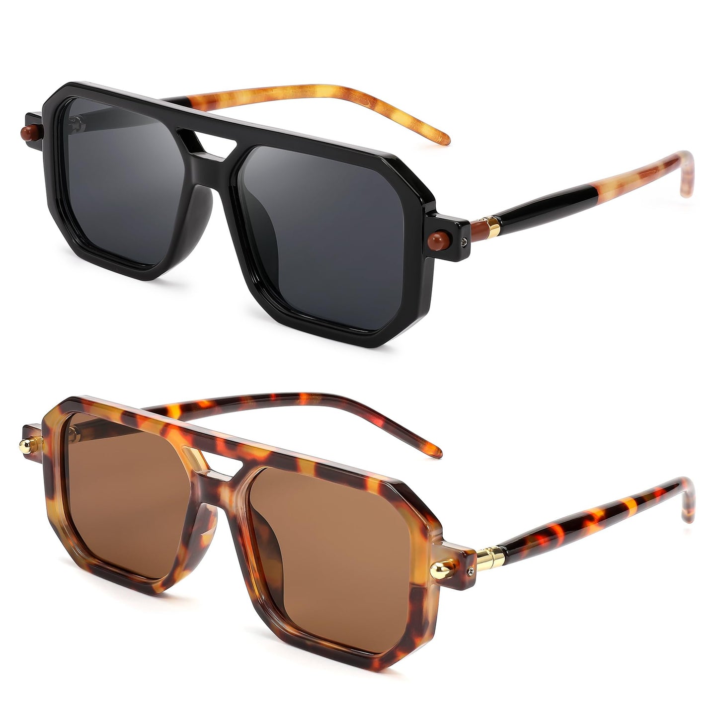 FEISEDY Vintage Square 70s Flat Aviator Sunglasses Women Men Classic Retro Stylish Frame UV400 Sunglasses B2622