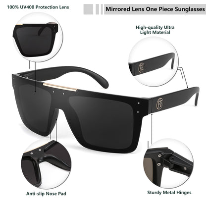 FEISEDY Men Sunglasses Polarized Oversized Square Flat Top Cycling Running Fishing Golf Hiking Sports B2990