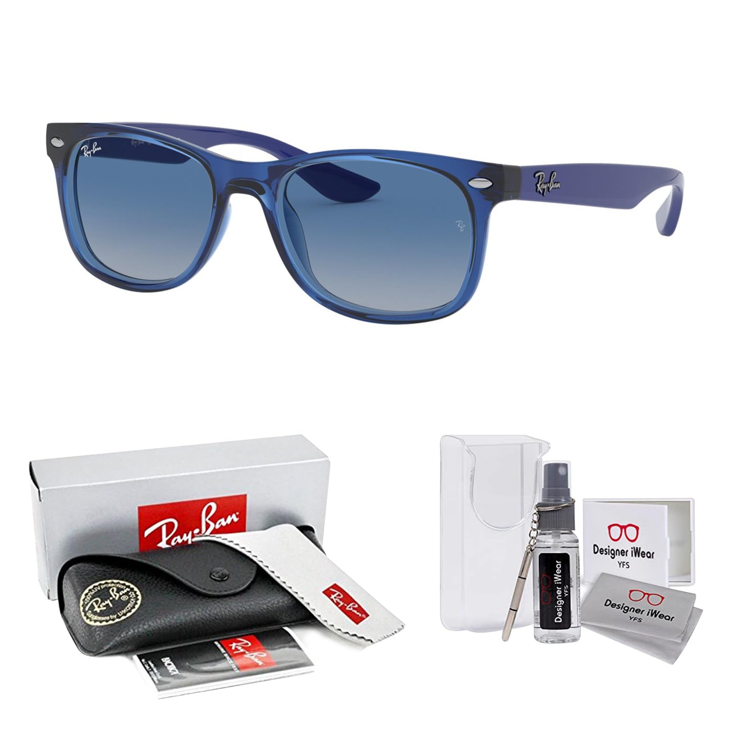 Ray-Ban Junior XS Kids' New Wayfarer RJ9052S Square Sunglasses for SMALL Boys and Girls + BUNDLE With DIW Kit