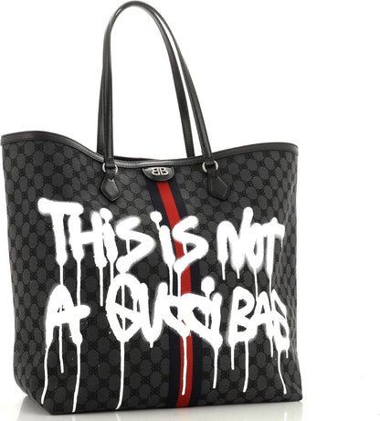 Pre-Loved x Gucci The Hacker Project Tote Graffiti BB Canvas Large, Black