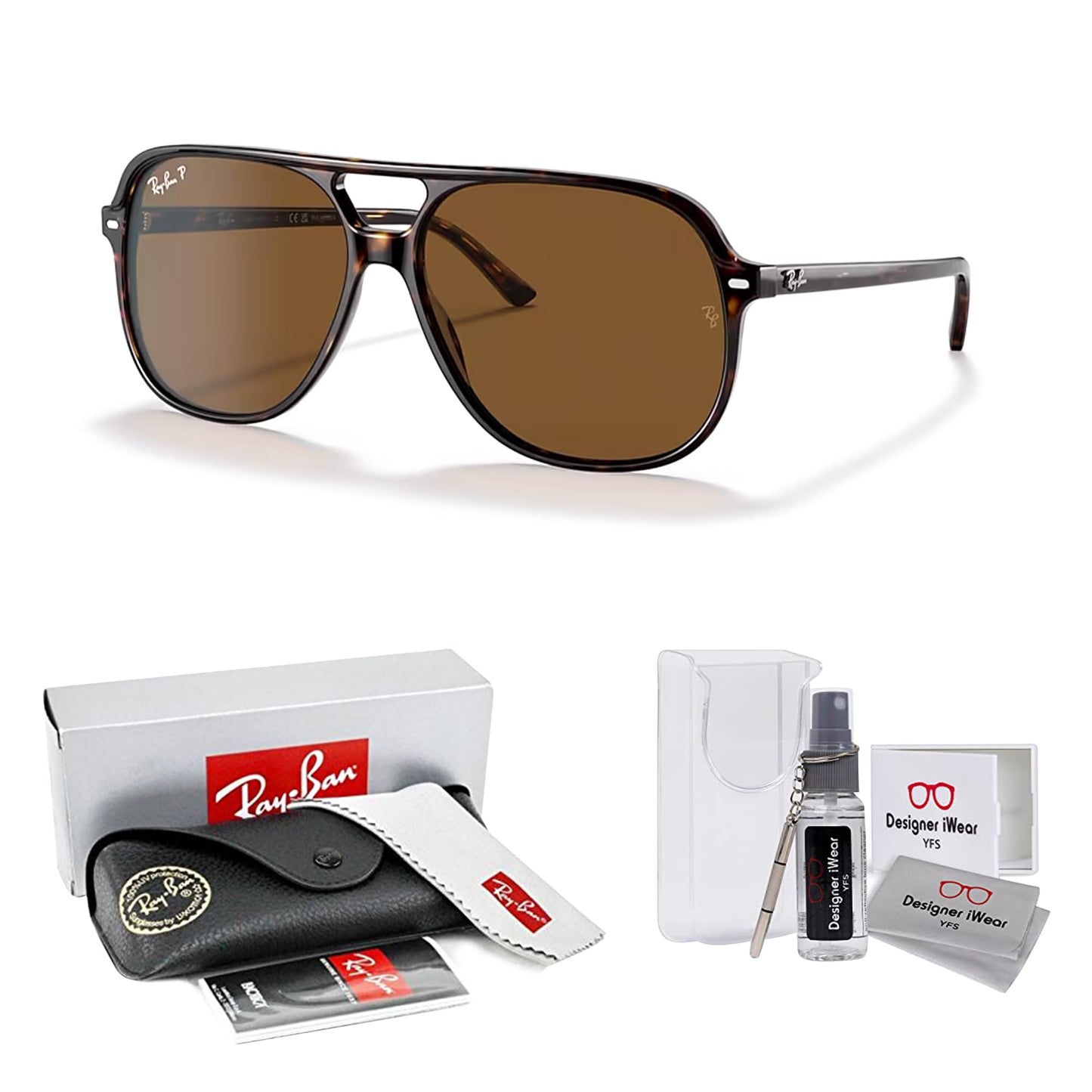 Ray-Ban Bill RB2198 Square Sunglasses for Men for Women + BUNDLE With Designer iWear Complimentary Eyewear Kit