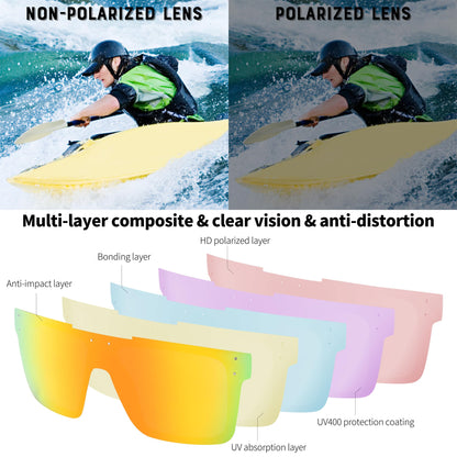 FEISEDY Men Sunglasses Polarized Oversized Square Flat Top Cycling Running Fishing Golf Hiking Sports B2990