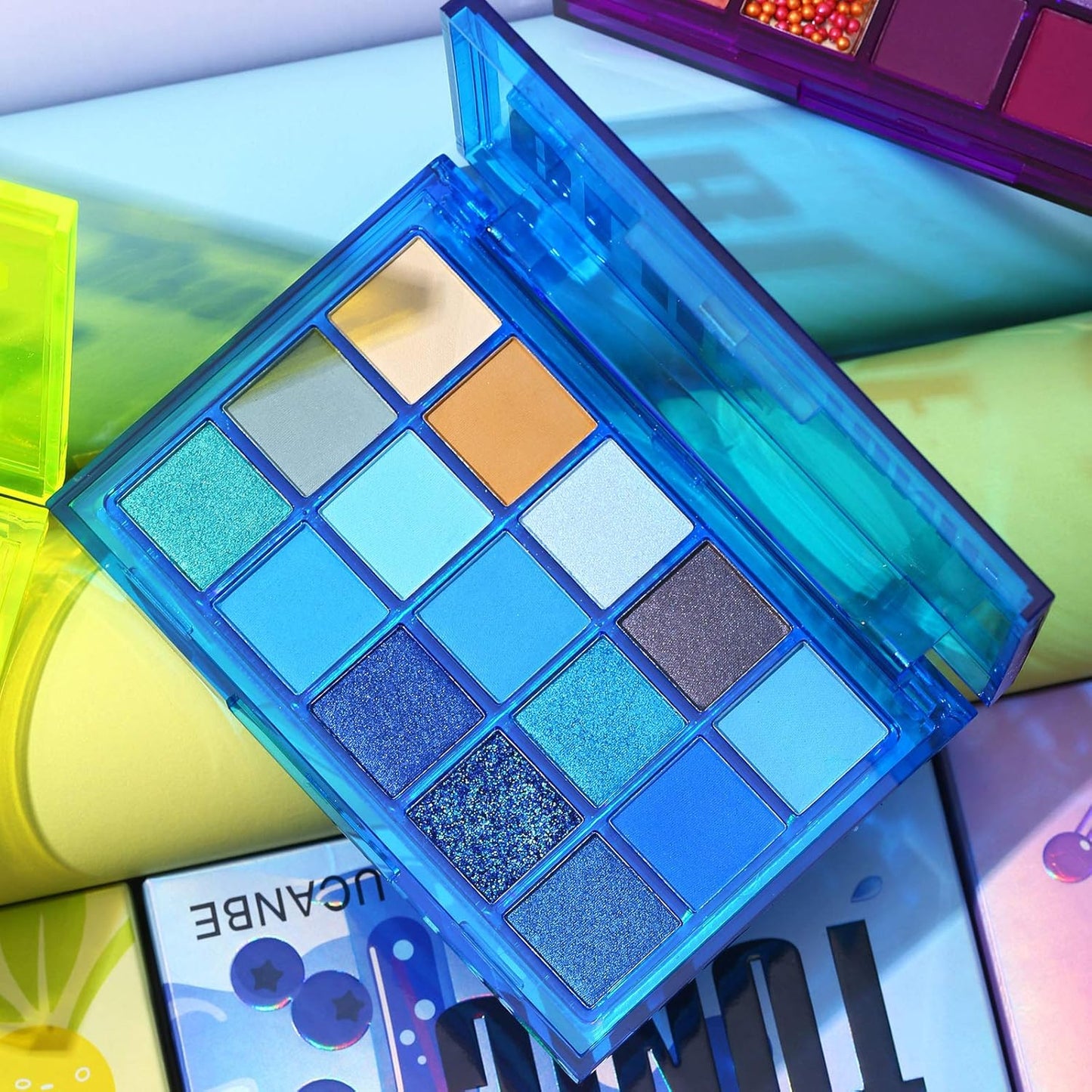 UCANBE Bright Colorful Neon Rainbow Makeup Eyeshadow Palette 15 Shades Green Purple Yellow Make Up Pallets Kit Vibrant Shimmer Matte Pigmented Blendable - Fruit Punch
