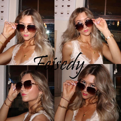 FEISEDY Classic Rimless Sunglasses Women Metal Frame Diamond Cutting Lens Sun Glasses B2567