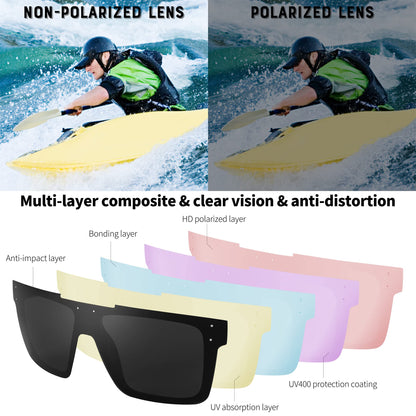 FEISEDY Men Sunglasses Polarized Oversized Square Flat Top Cycling Running Fishing Golf Hiking Sports B2990