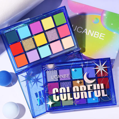 UCANBE Bright Colorful Neon Rainbow Makeup Eyeshadow Palette 15 Shades Green Purple Yellow Make Up Pallets Kit Vibrant Shimmer Matte Pigmented Blendable - Fruit Punch