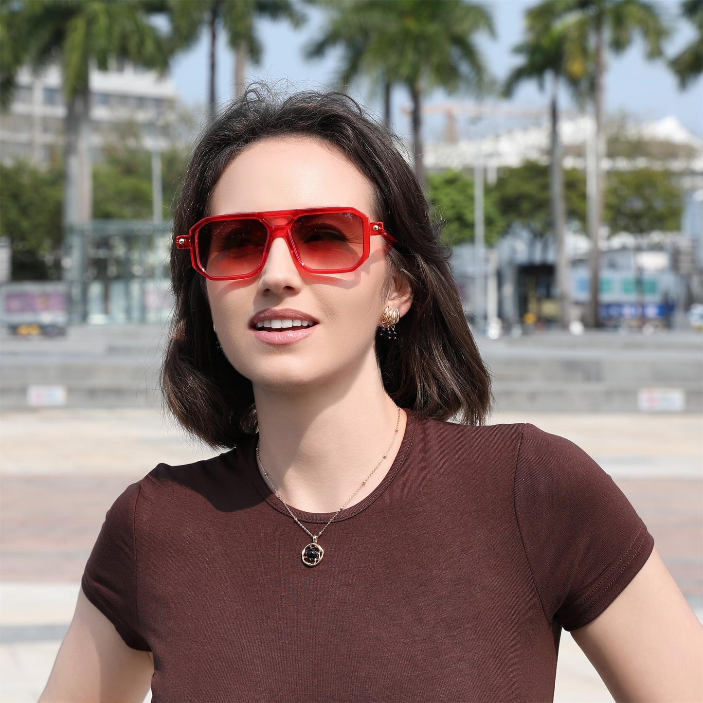 FEISEDY Vintage Square 70s Flat Aviator Sunglasses Women Men Classic Retro Stylish Frame UV400 Sunglasses B2622