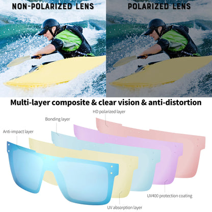 FEISEDY Men Sunglasses Polarized Oversized Square Flat Top Cycling Running Fishing Golf Hiking Sports B2990