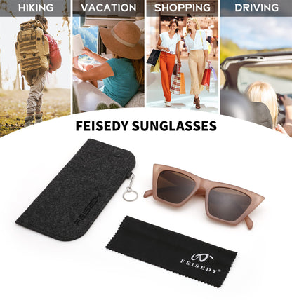 FEISEDY Vintage Square Cat Eye Sunglasses Women Trendy Cateye Sunglasses B2473