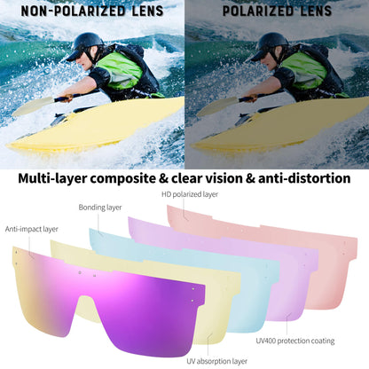 FEISEDY Men Sunglasses Polarized Oversized Square Flat Top Cycling Running Fishing Golf Hiking Sports B2990