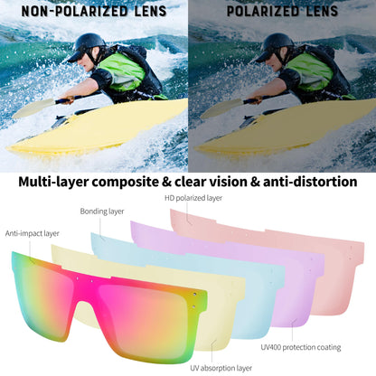 FEISEDY Men Sunglasses Polarized Oversized Square Flat Top Cycling Running Fishing Golf Hiking Sports B2990