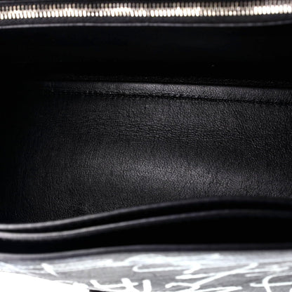 Pre-Loved Graffiti Crush Chain Flap Bag Leather Medium, Black