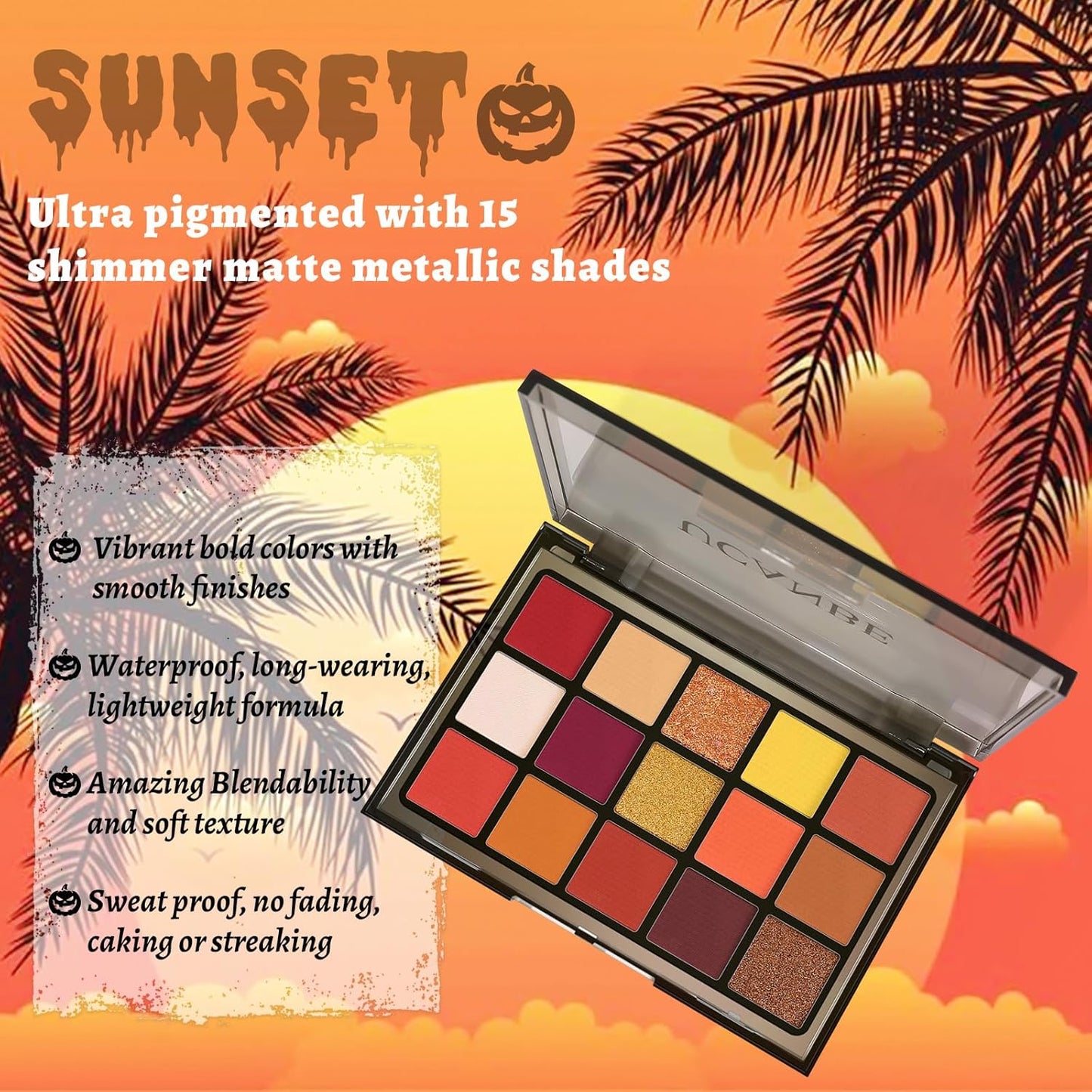UCANBE Bright Colorful Neon Rainbow Makeup Eyeshadow Palette 15 Shades Green Purple Yellow Make Up Pallets Kit Vibrant Shimmer Matte Pigmented Blendable - Fruit Punch