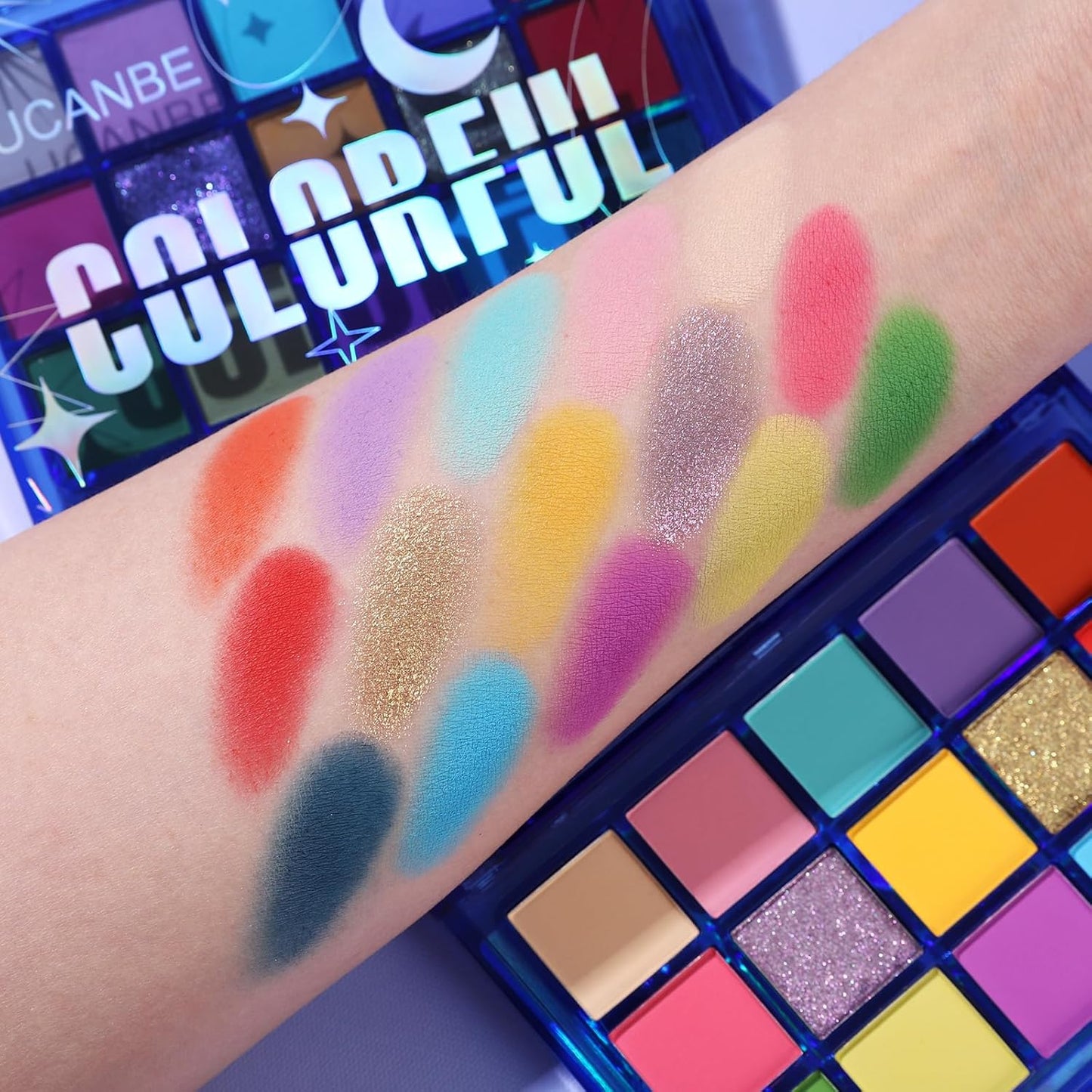 UCANBE Bright Colorful Neon Rainbow Makeup Eyeshadow Palette 15 Shades Green Purple Yellow Make Up Pallets Kit Vibrant Shimmer Matte Pigmented Blendable - Fruit Punch