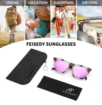 FEISEDY Vintage Square Cat Eye Sunglasses Women Trendy Cateye Sunglasses B2473