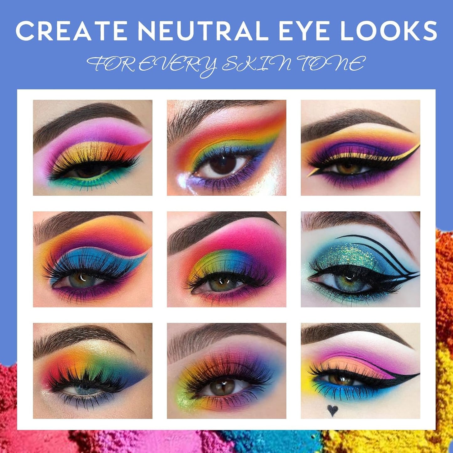 UCANBE Bright Colorful Neon Rainbow Makeup Eyeshadow Palette 15 Shades Green Purple Yellow Make Up Pallets Kit Vibrant Shimmer Matte Pigmented Blendable - Fruit Punch